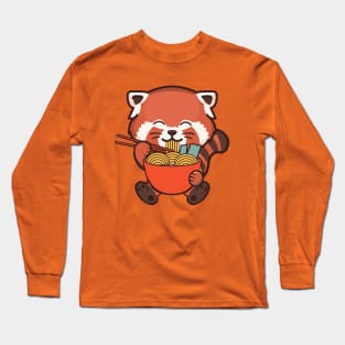 Red Panda Eating Ramen Cute Kawaii Sticker Long Sleeve T-Shirt